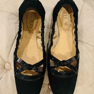 TOD'S Suede Ballet Flats - Black